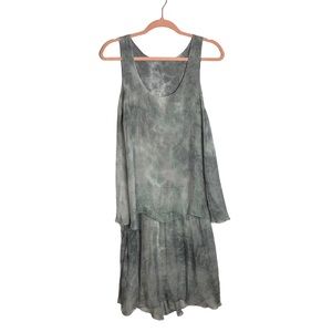 Tie dye tiered sheer 100% silk dress Italy